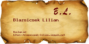 Blazsicsek Lilian névjegykártya